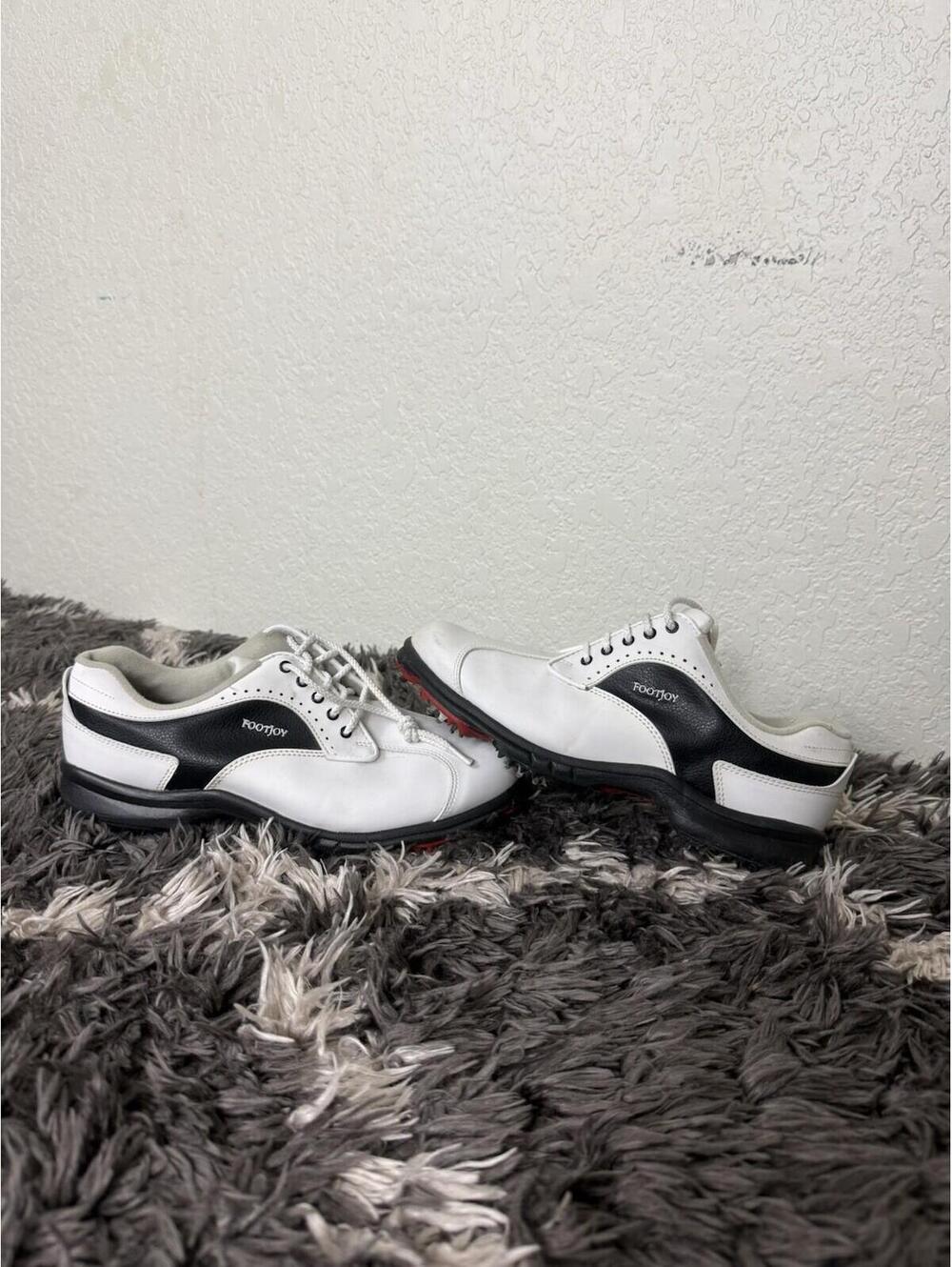 FootJoy GreenJoys Men 8 M 48384 White Black Saddle Spiked Golf Shoes Sneakers